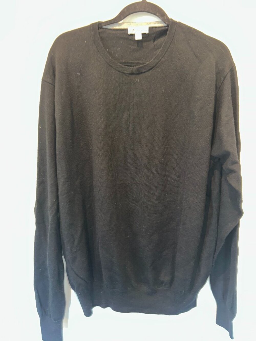 Peter Millar Men's Black Merino Wool Silk Crewneck Sweater